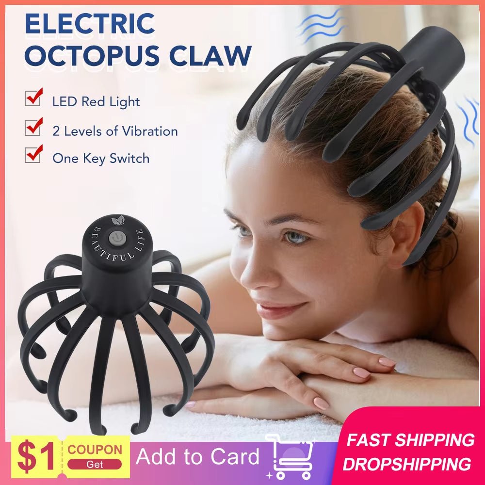 Electric Octopus Claw Scalp Massager Stress Relief Therapeutic Head Scratcher Relief Hair Stimulation Head Massager Health Care - KPAKPA Market