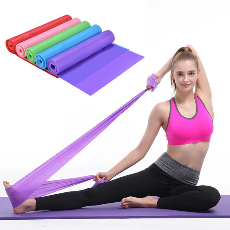 Yoga Pilates Stretch Resistance Band Exercise Fitness Band Training Elastic Exercise Fitness Rubber 150Cm Natural Rubber Gym - KPAKPA Market