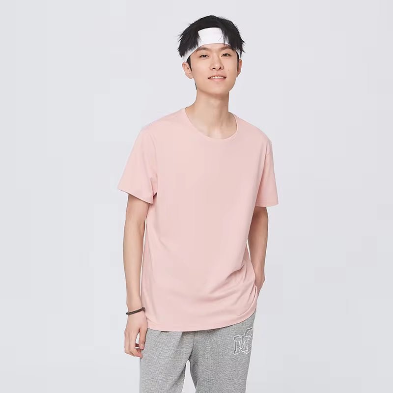 Summer Cotton T Shirts Men 2025 Simple O Neck Stretch Solid New Tops Clothing Casual Tshirt Man Streetwear Cool Tee Shirts - KPAKPA Market