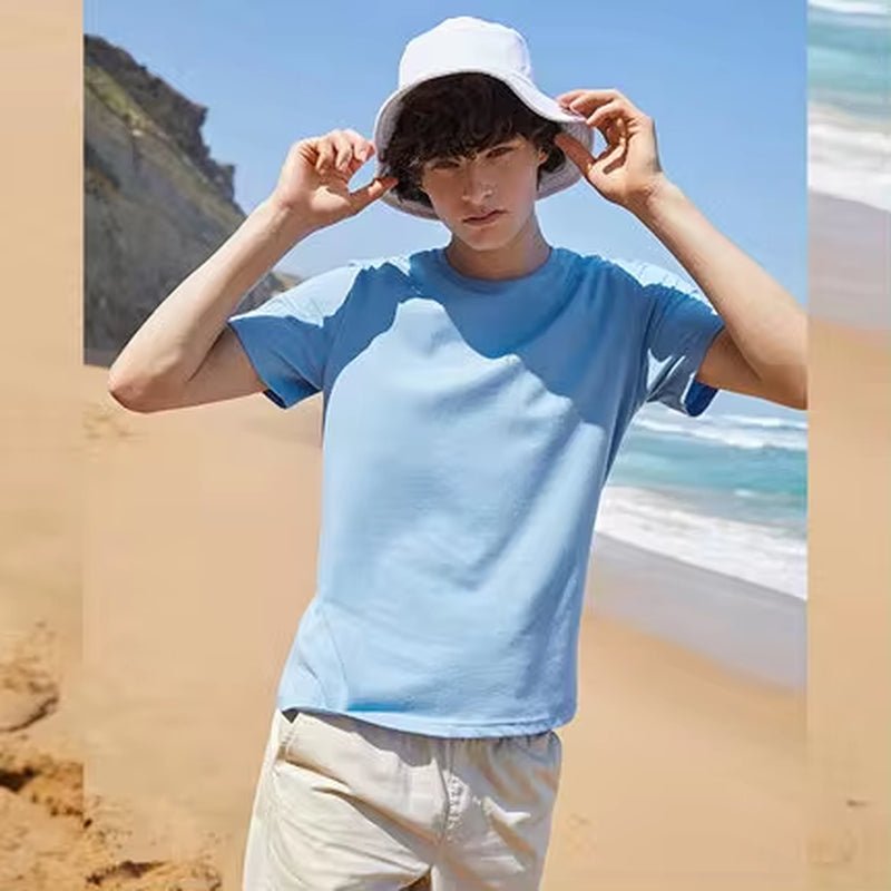 Summer Cotton T Shirts Men 2025 Simple O Neck Stretch Solid New Tops Clothing Casual Tshirt Man Streetwear Cool Tee Shirts - KPAKPA Market